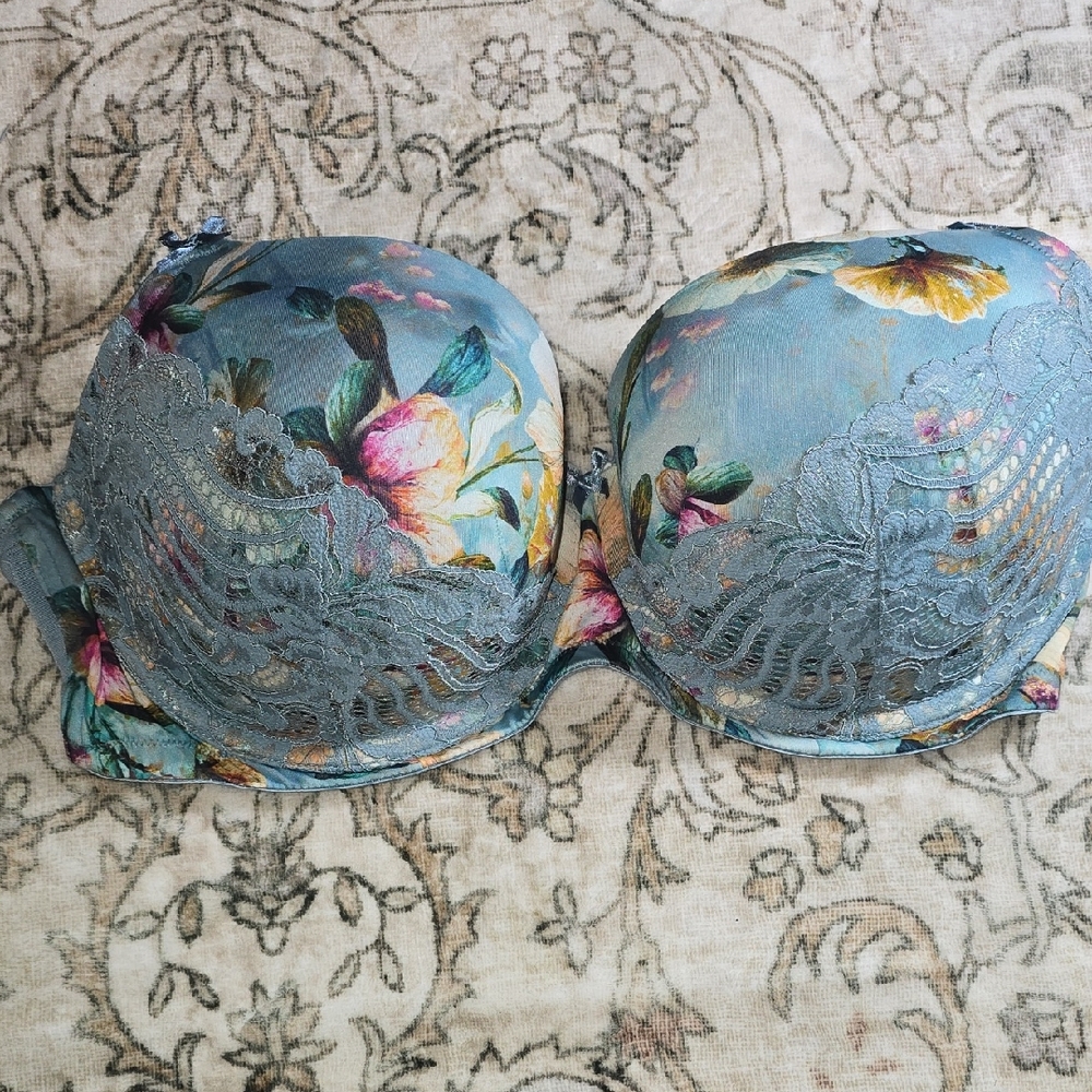 Cacique Blue Floral Lace Bra